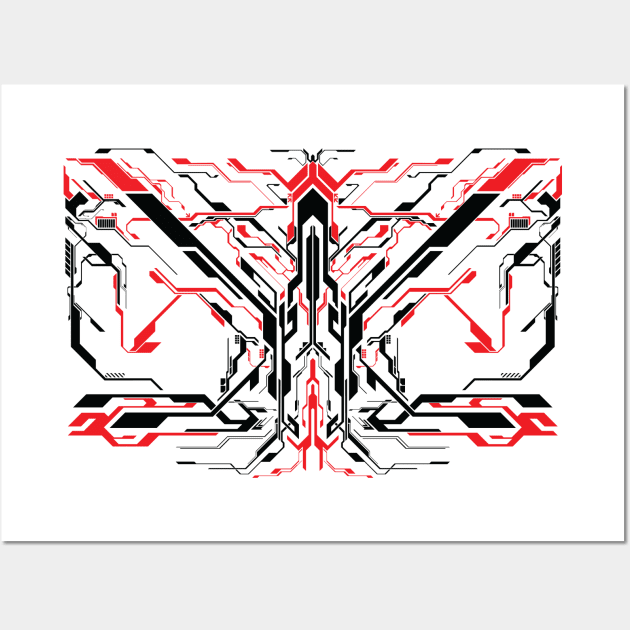 Red and Black Symmetrical Abstract Wall Art by MaximumLimit